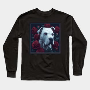 Dogo argentinian red roses 2 Long Sleeve T-Shirt